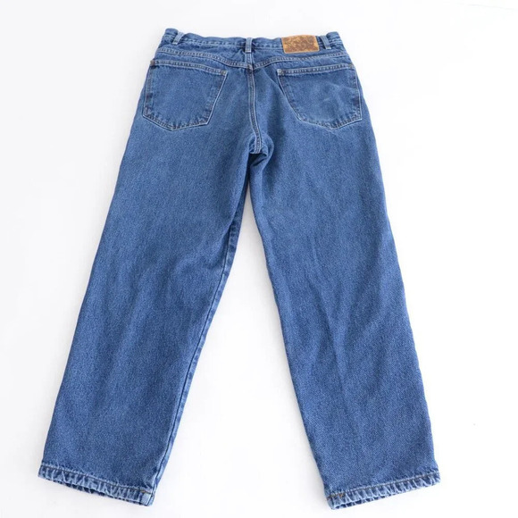 VTG 90S Guide Gear Blue Midwash Plaid Lined Straight Leg 100% Cotton Denim Jeans - Picture 4 of 13